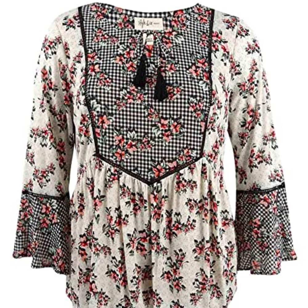 Style&Co Plus Size Bell-Sleeve Peasant Tunic NWT